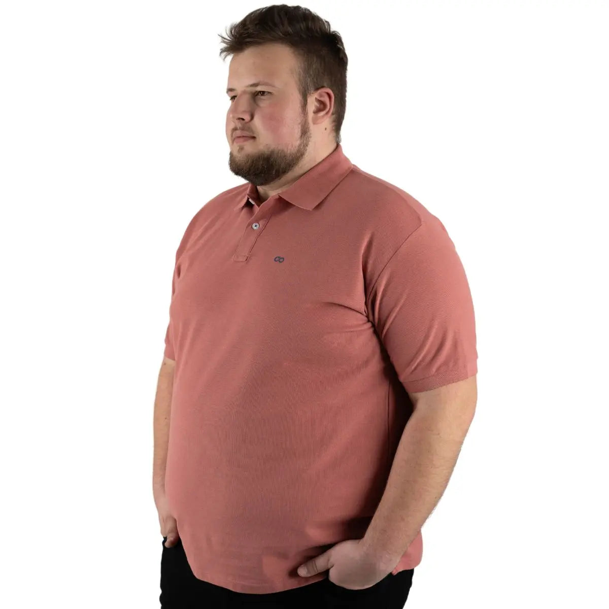 Duża męska koszulka polo gładka Double PS-3032 różowa