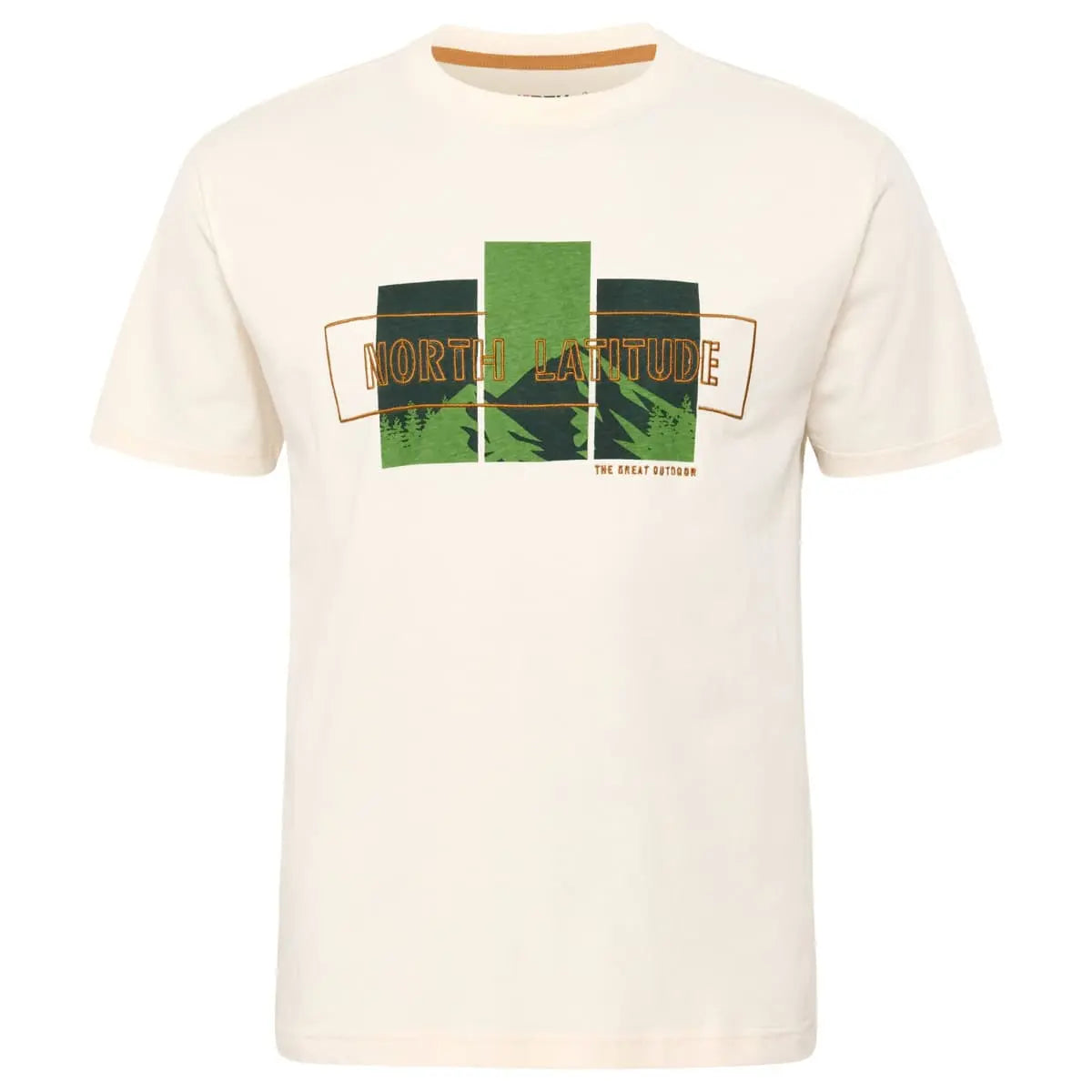 Duży męski t-shirt z nadrukiem koszulka z krótkim rękawem North Latitude  53112-0001 kremowa