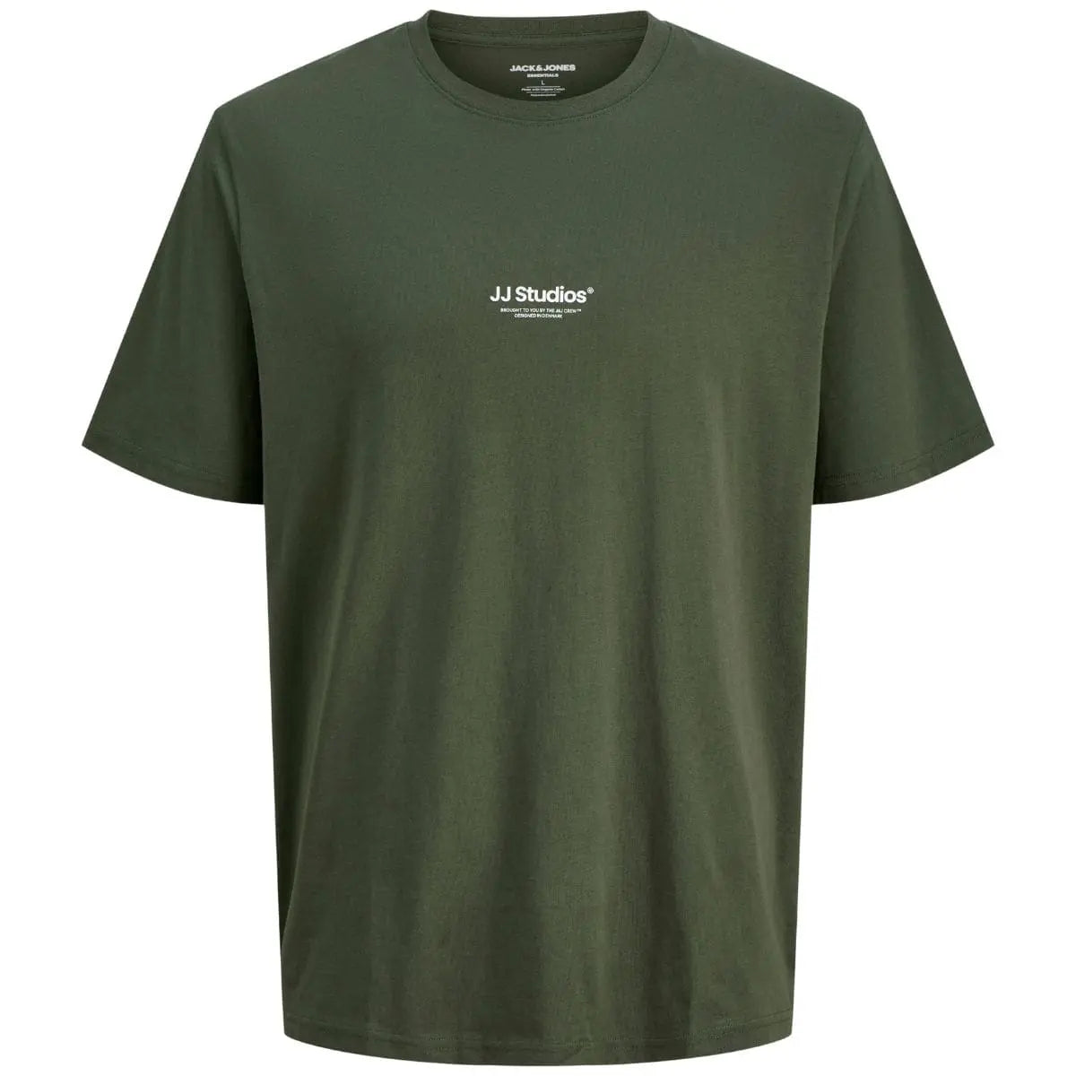 Duży męski t-shirt  koszulka z nadrukiem krótkim rękawem Jack &amp; Jones 12279591 ciemnozielona