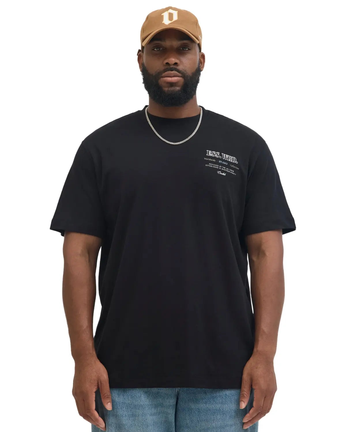 Duża męska koszulka krótki rękaw t-shirt z efektownym nadrukiem na plecach Jack &amp; Jones 12279891 czarny