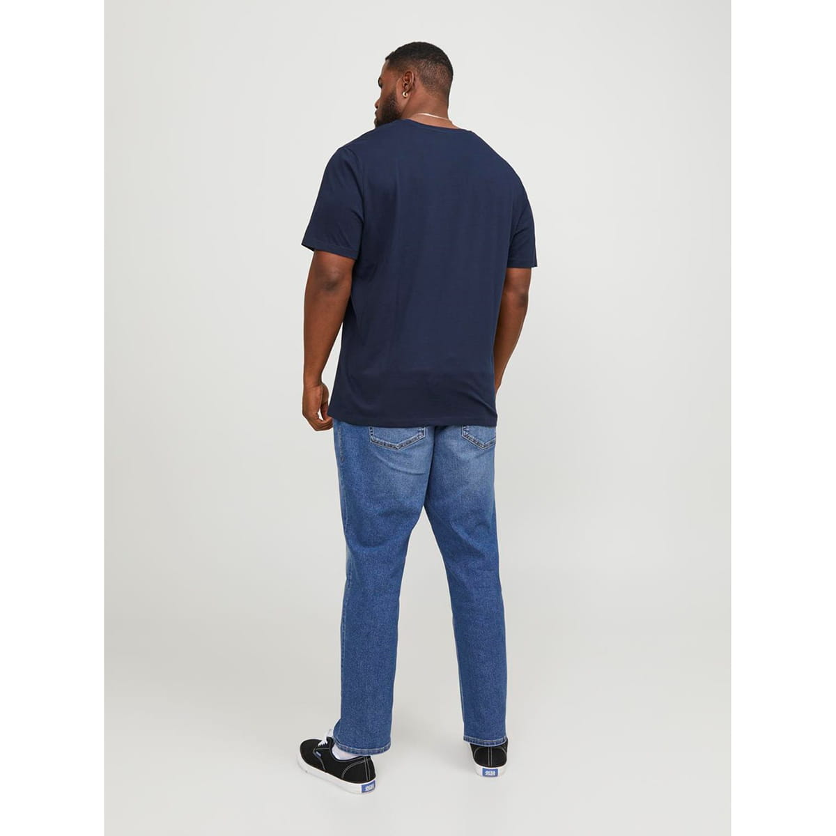 Duża męska koszulka z napisami t-shirt Jack &amp; Jones 12184987 granatowy