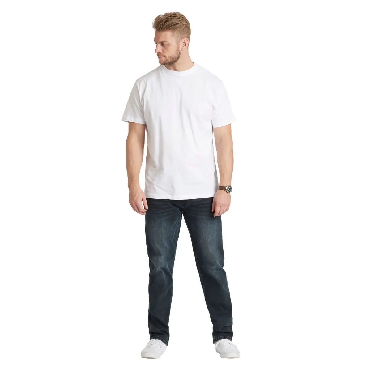 Duże gładkie koszulki męskie t-shirty z krótkim rękawem North Latitude 99110-0000 2-pak białe