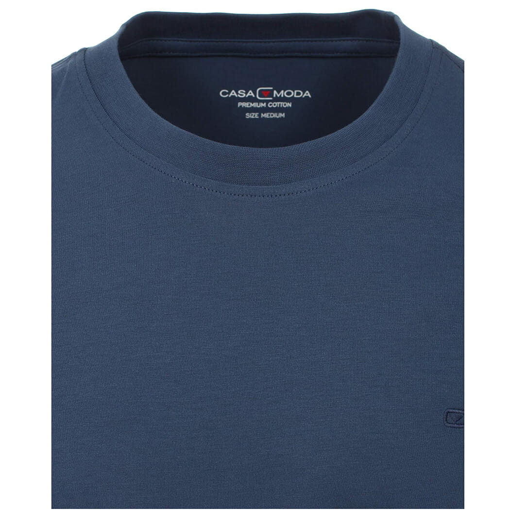 Duża męska koszulka gładka t-shirt Casa Moda 4200-125 ciemnoniebieski