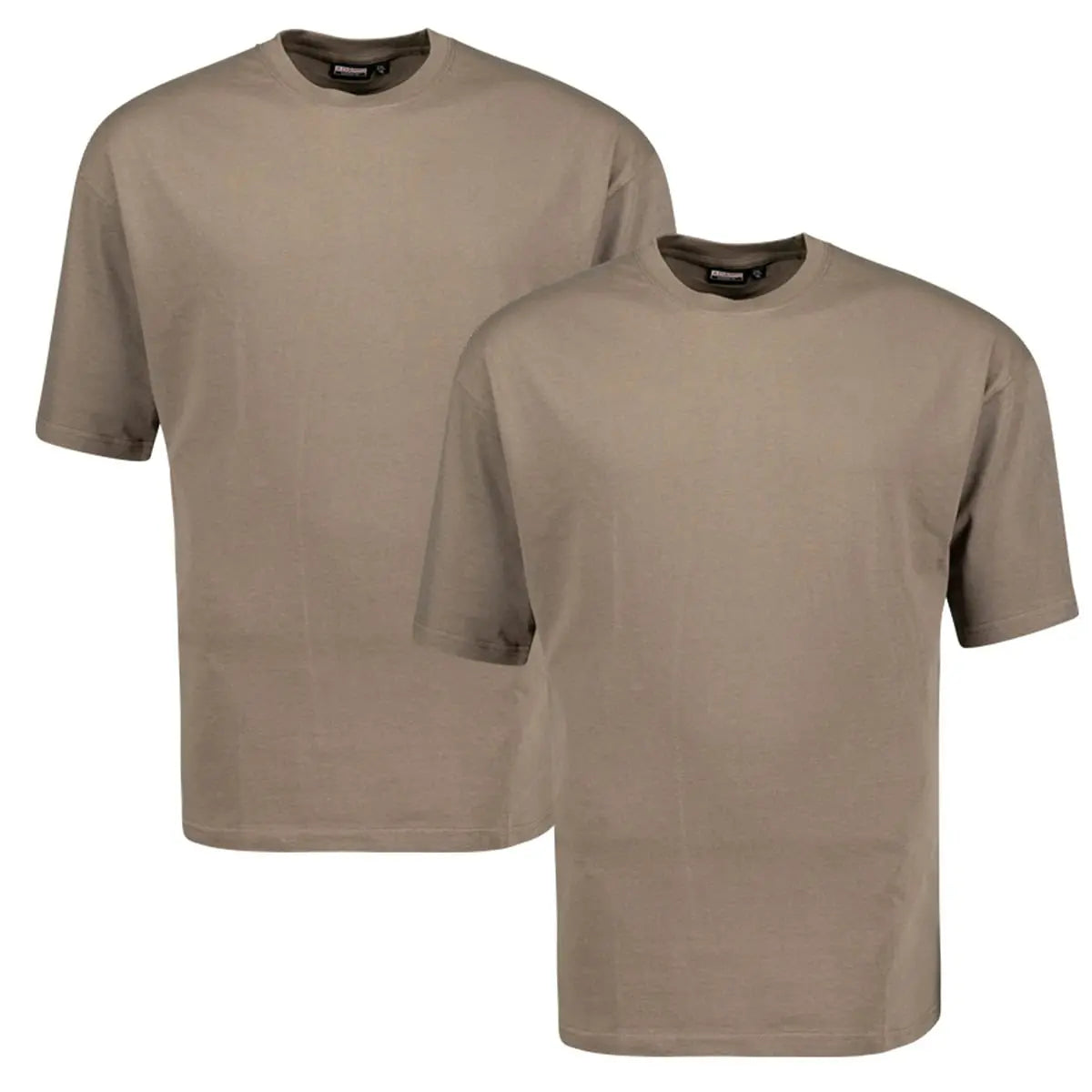 Duża gładka koszulka męska t-shirt Adamo 129420-441 2 pak khaki