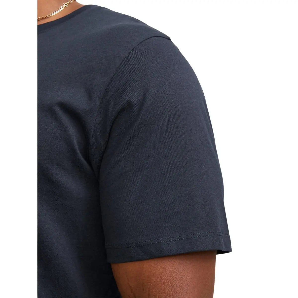 Duża męska koszulka z krótkim rękawem t-shirt gładki Jack &amp; Jones 12184933 granatowy