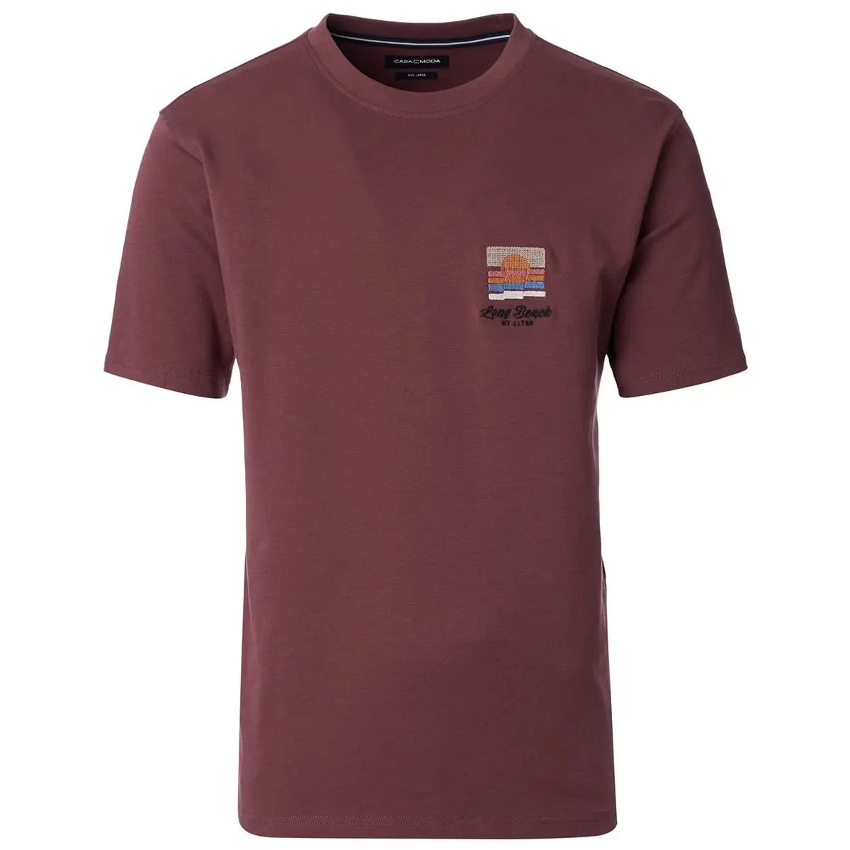 Duża męska koszulka z krótkim rękawem t-shirt z nadrukiem Casa Moda 954436900-454 bordowy