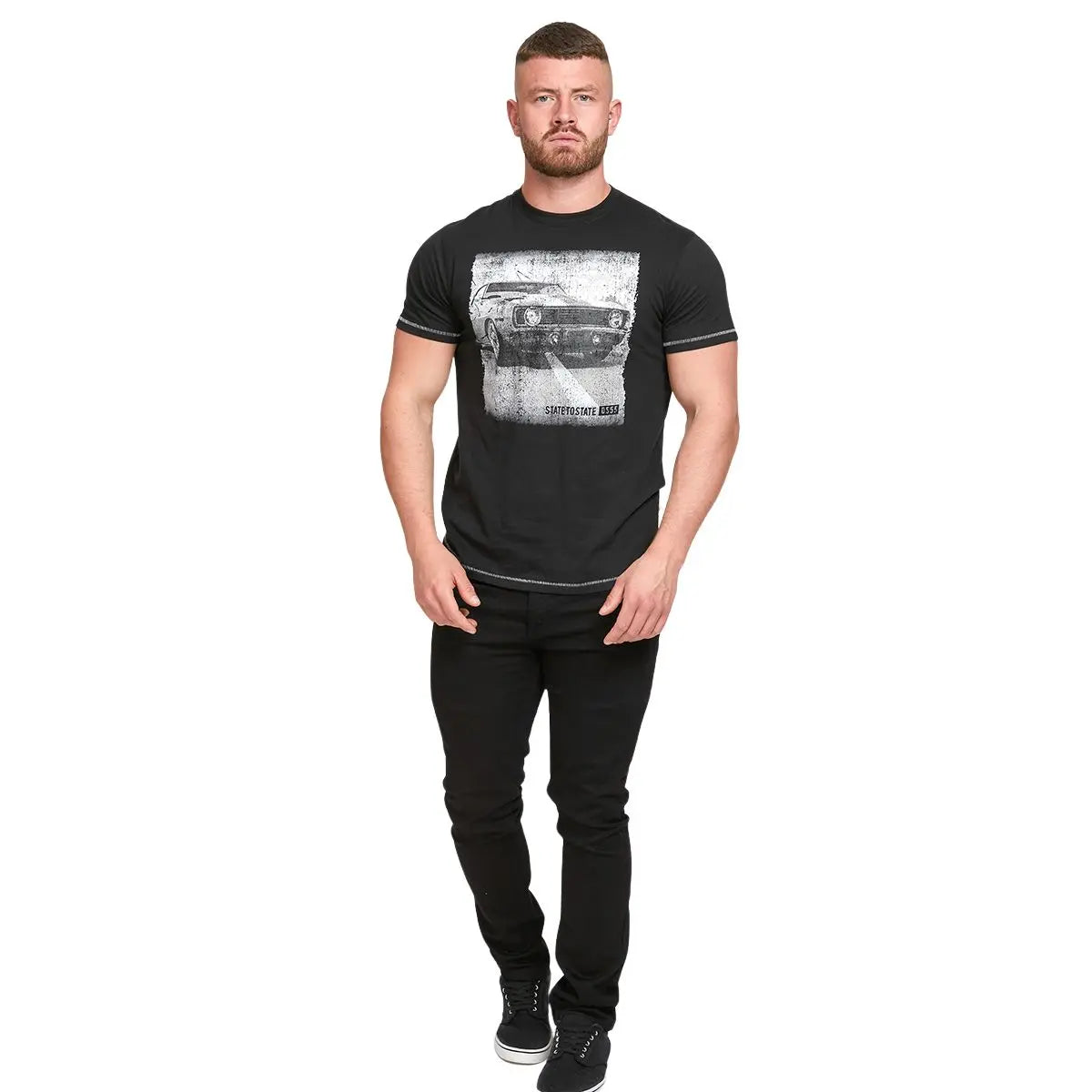 Koszulka dla wysokiego mężczyzny (TALL) t-shirt z nadrukiem samochodu Duke D555 Kenton czarny