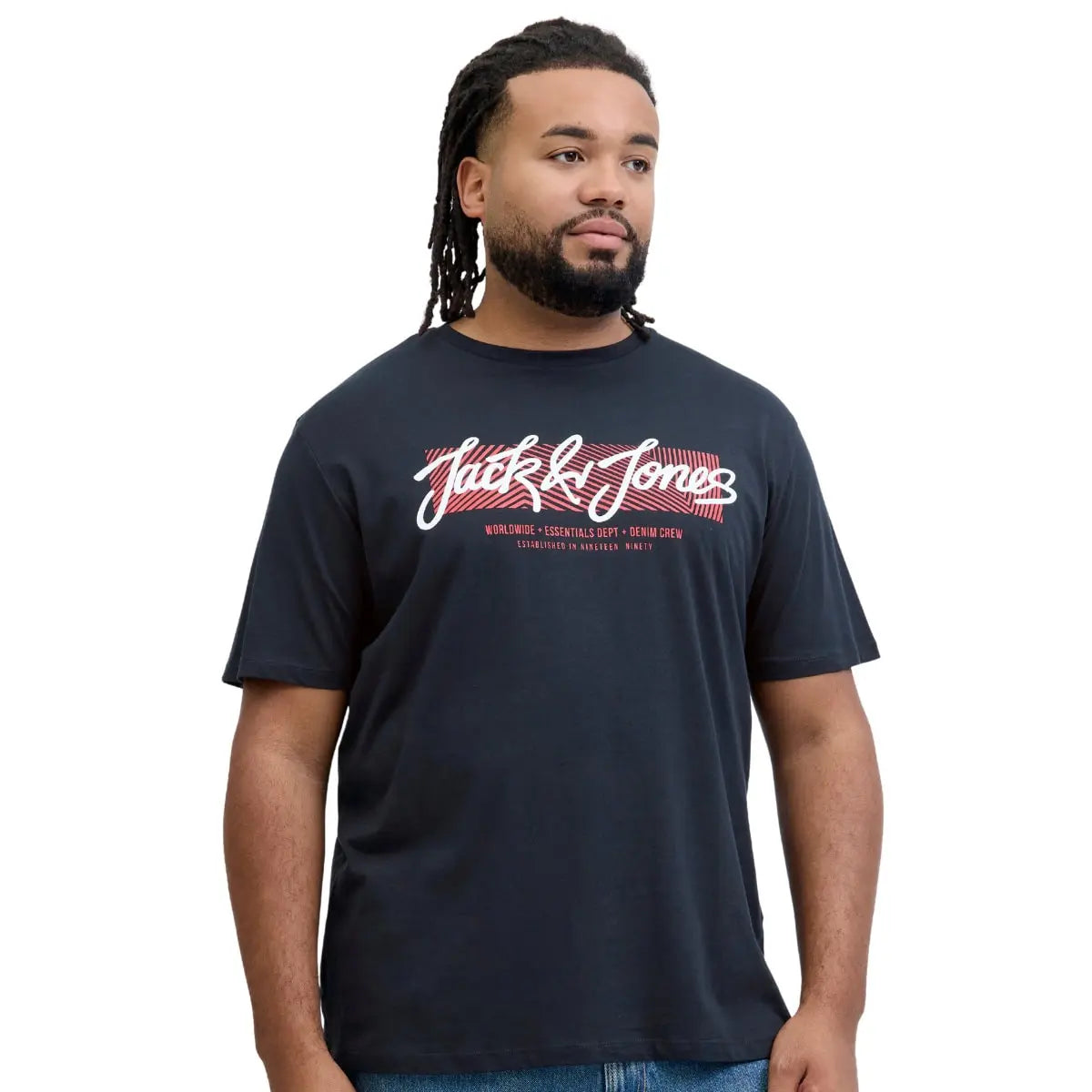 Duża męska koszulka z nadrukiem t-shirt 3 sztuki Jack &amp; Jones 12288470 multi