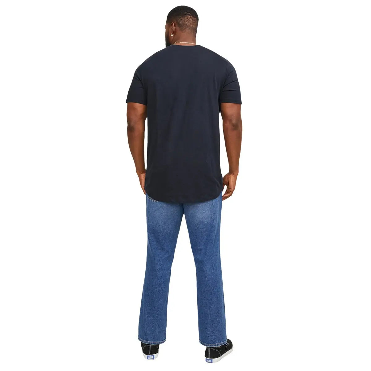 Duża męska koszulka z krótkim rękawem t-shirt gładki Jack &amp; Jones 12184933 granatowy
