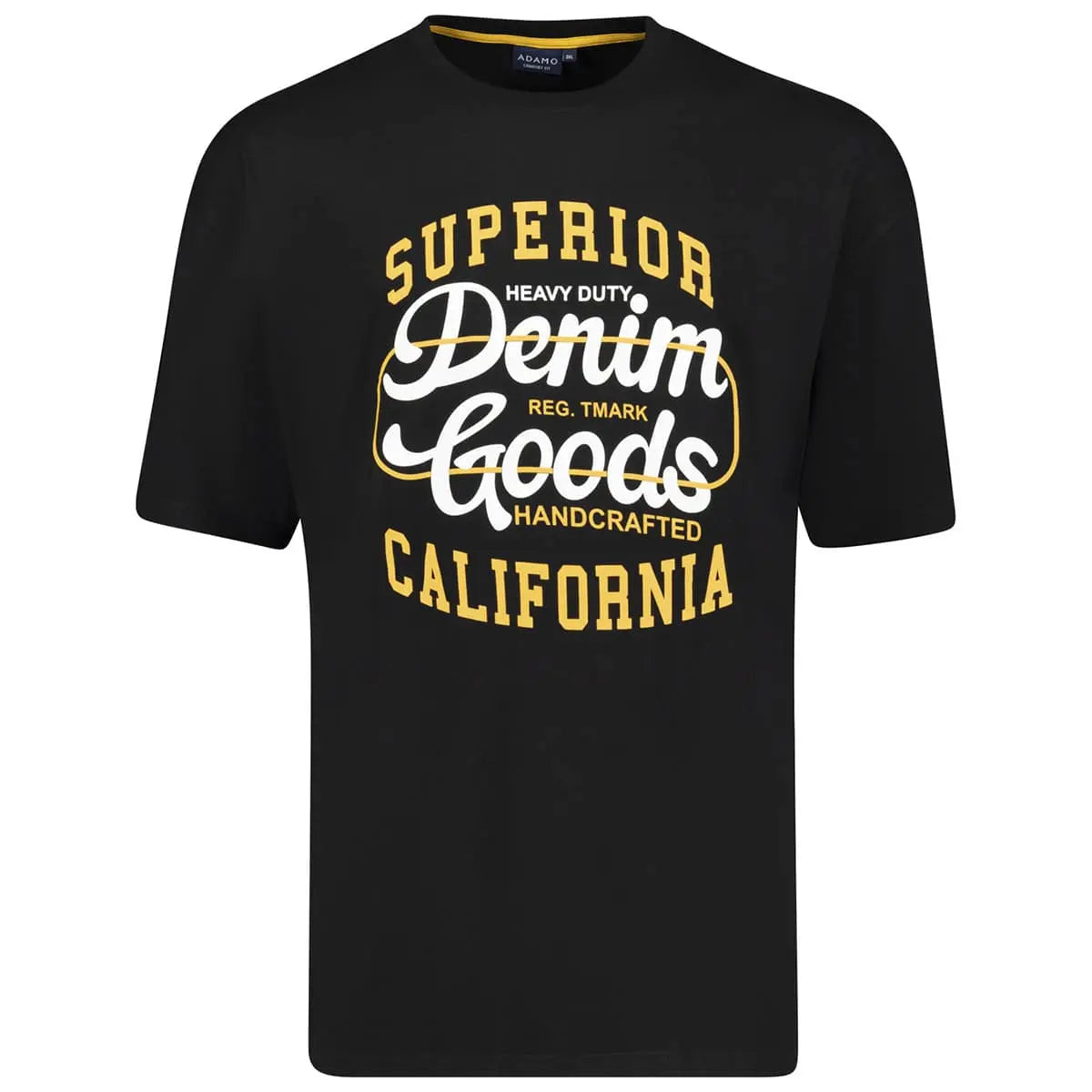Duży męski t-shirt z napisami koszulka z krótkim rękawem Adamo 131504-700 czarna