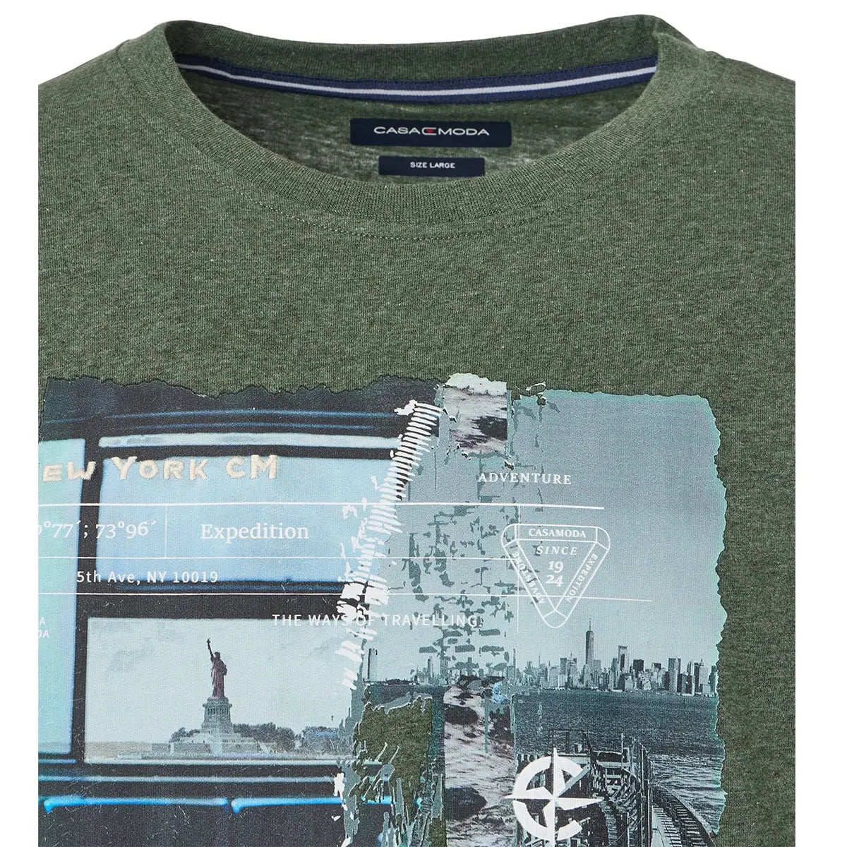 Duża męska koszulka t-shirt z nadrukiem Casa Moda 954383900-314 zielony