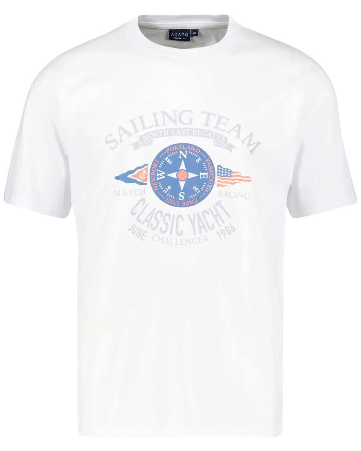 Duży męski t-shirt koszulka z nadrukiem Adamo 131611-100 biała