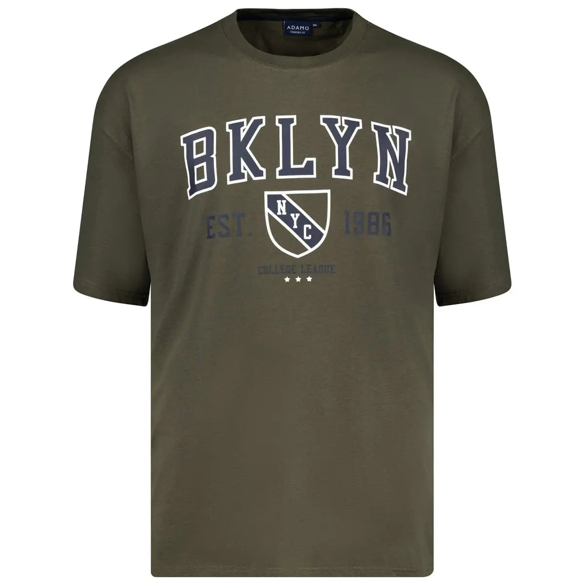 Duży męski t-shirt z napisami koszulka z krótkim rękawem Adamo 131506-430  khaki
