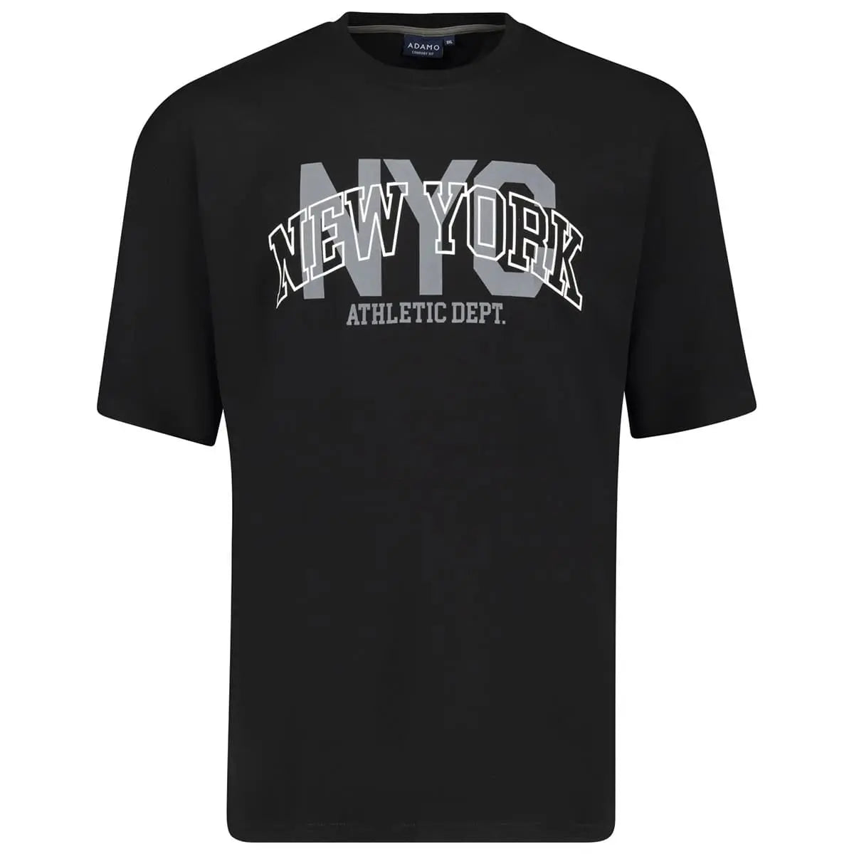 Duży męski t-shirt z napisami koszulka z krótkim rękawem Adamo 131505-700 czarna