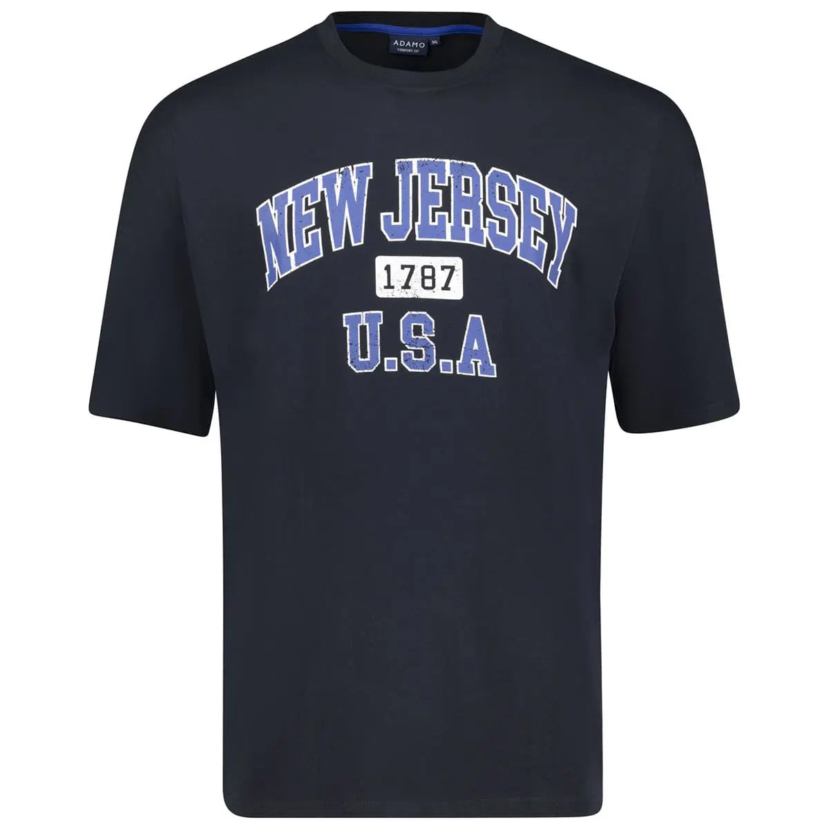 Duży męski t-shirt koszulka z napisami Adamo 131501-360 granatowa