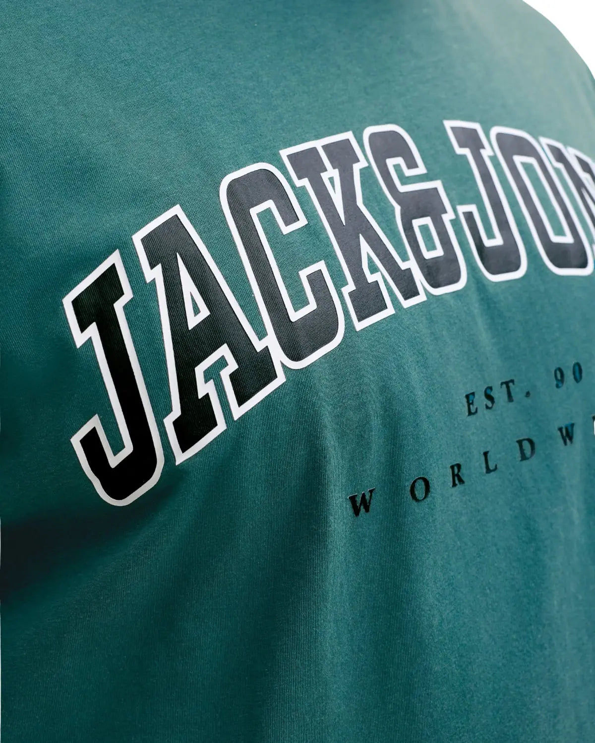 Duża męska koszulka bawełniana t-shirt z napisami Jack &amp; Jones 12258871 morski
