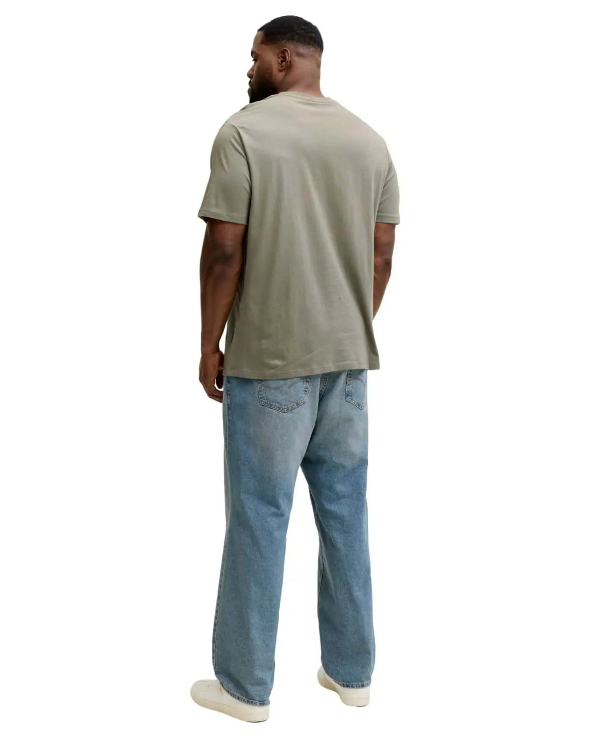 Duża męska koszulka t-shirt z nadrukiem Jack &amp; Jones 12295977 khaki