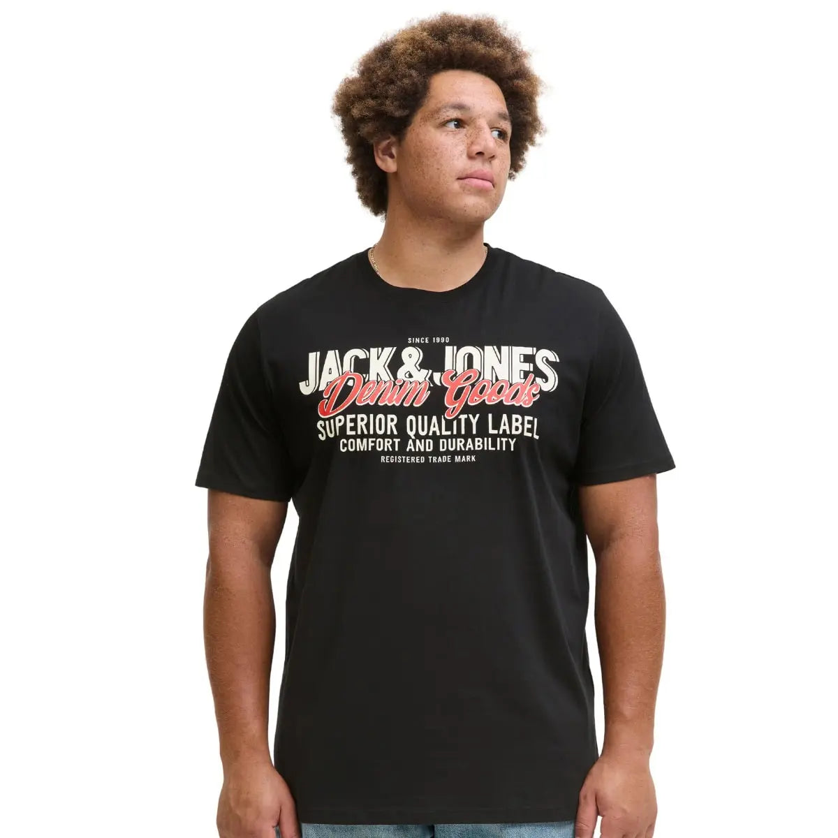 Duże męskie t-shirty z nadrukiem koszulki z krótkim rękawem 3 sztuki Jack &amp; Jones 12287820 biała/czarna/granatowa