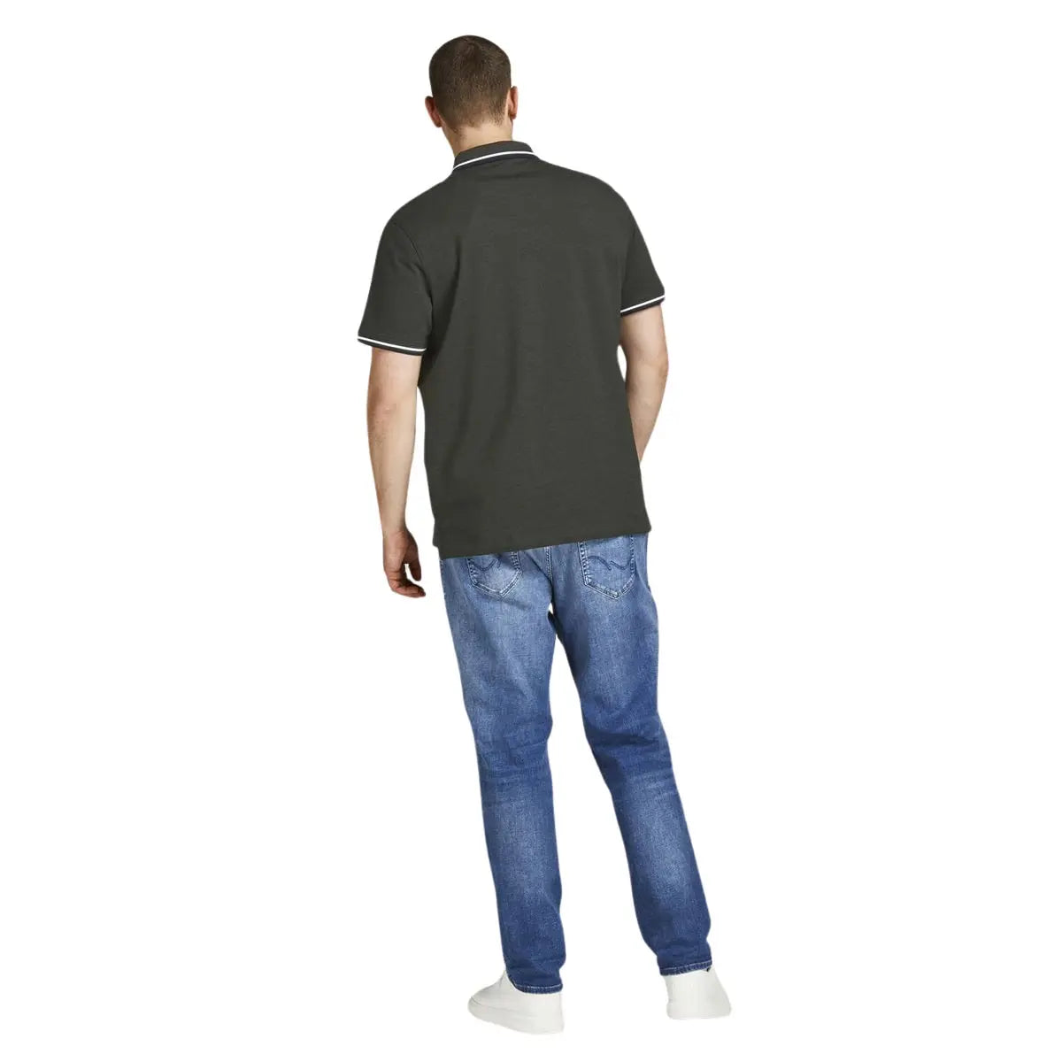Duża męska polówka koszulka z kołnierzykiem Jack &amp; Jones 12143859 ciemnozielona