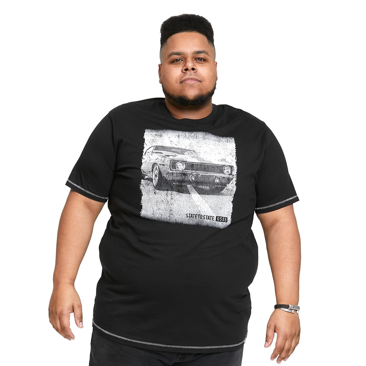Koszulka dla wysokiego mężczyzny (TALL) t-shirt z nadrukiem samochodu Duke D555 Kenton czarny