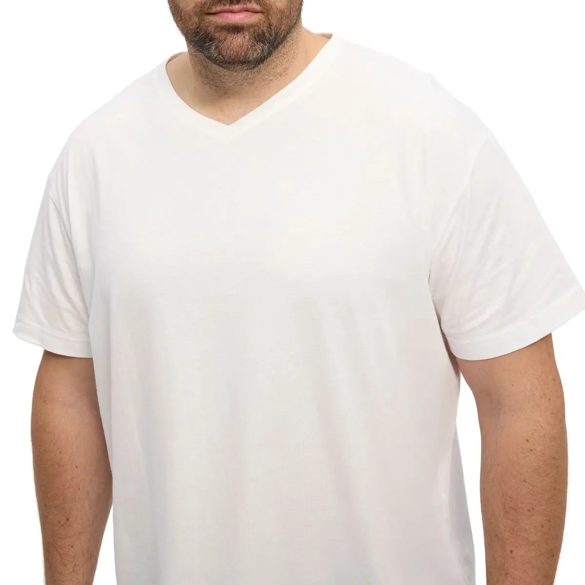 Duży męski t-shirt gładki koszulka z dekoltem w serek North Latitude 51328-0000 biała
