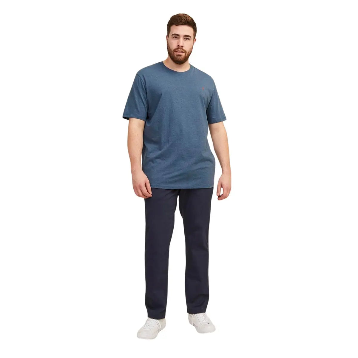 Duża męska koszulka z krótkim rękawem t-shirt gładki Jack &amp; Jones 12253778 ciemnoniebieski
