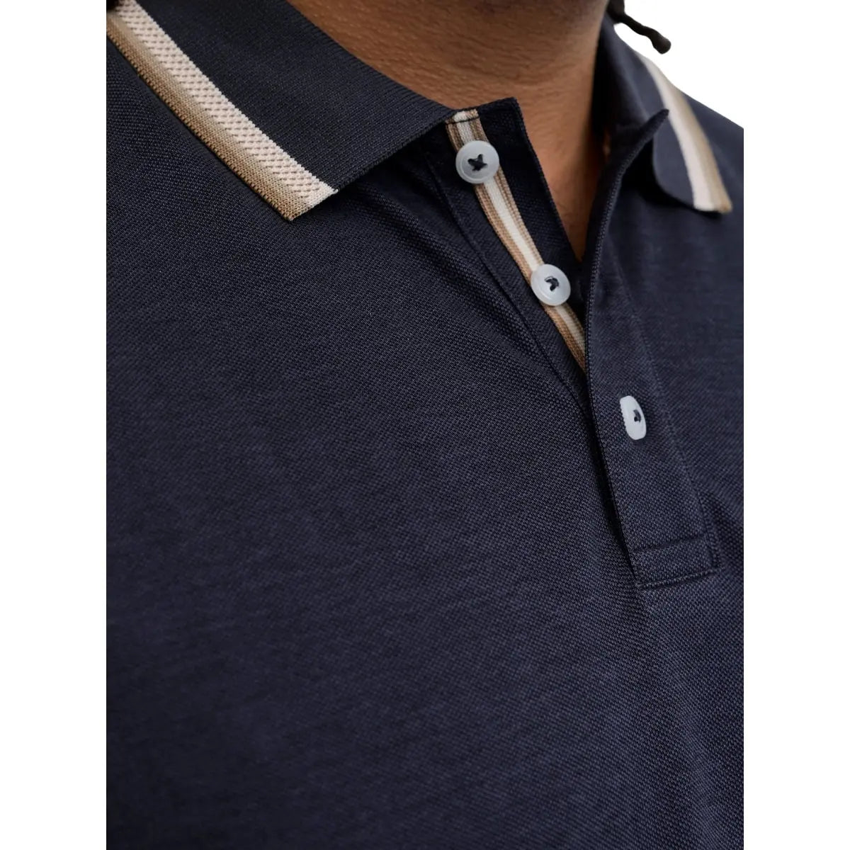 Duża męska koszulka polo z długim rękawem Jack &amp; Jones 12287555 granatowa
