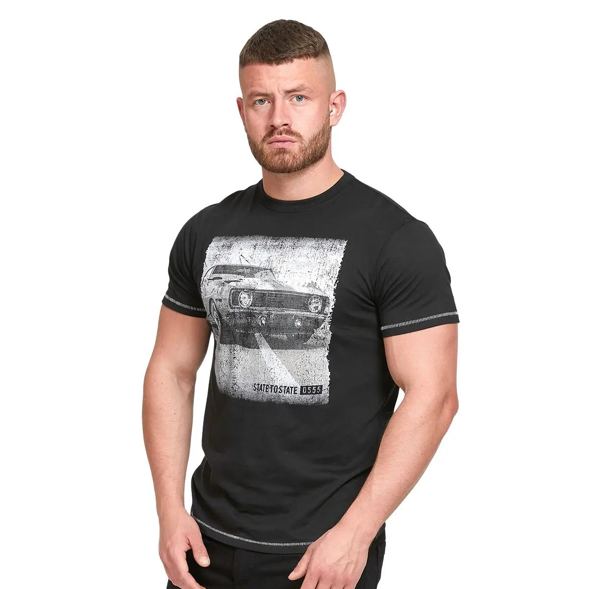 Koszulka dla wysokiego mężczyzny (TALL) t-shirt z nadrukiem samochodu Duke D555 Kenton czarny