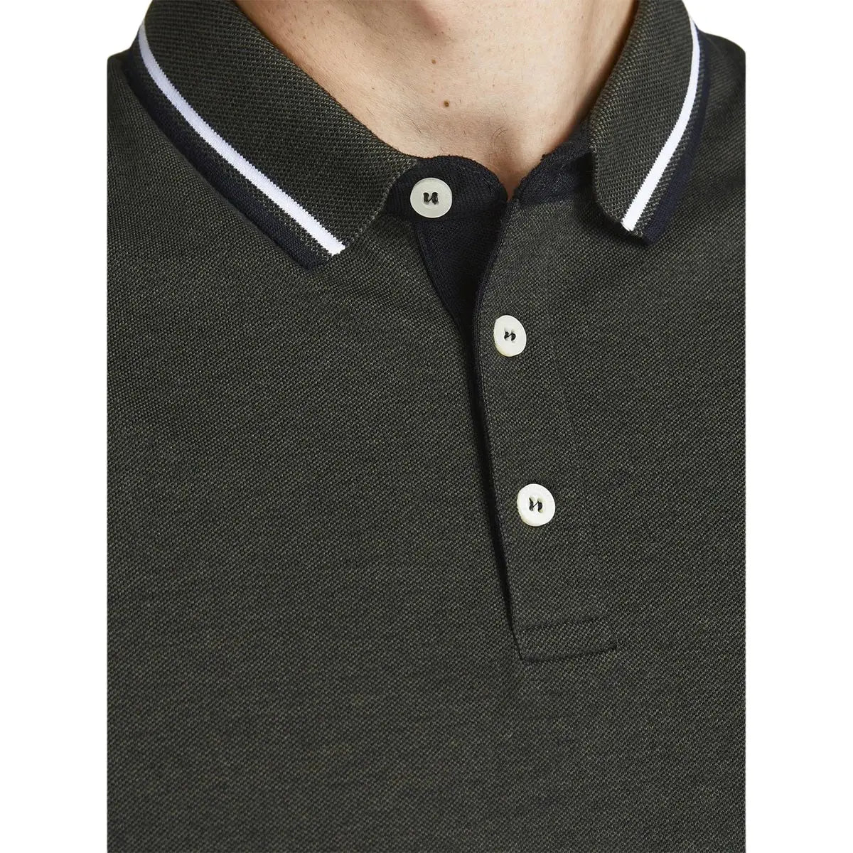 Duża męska polówka koszulka z kołnierzykiem Jack &amp; Jones 12143859 ciemnozielona