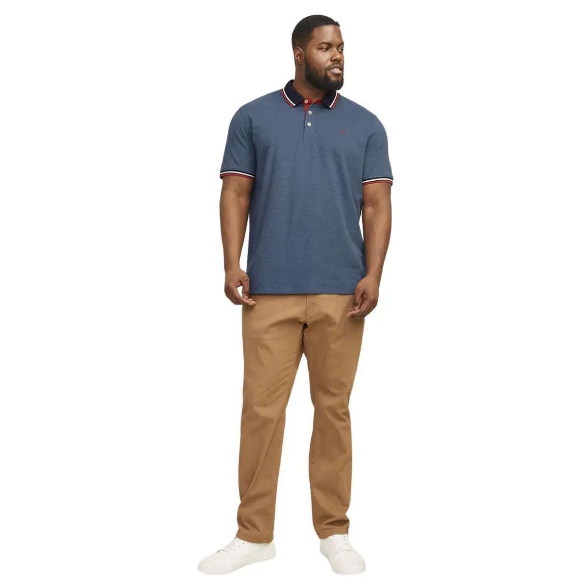 Duża męska polówka koszulka z kołnierzykiem Jack &amp; Jones 12143859 ciemnoniebieska