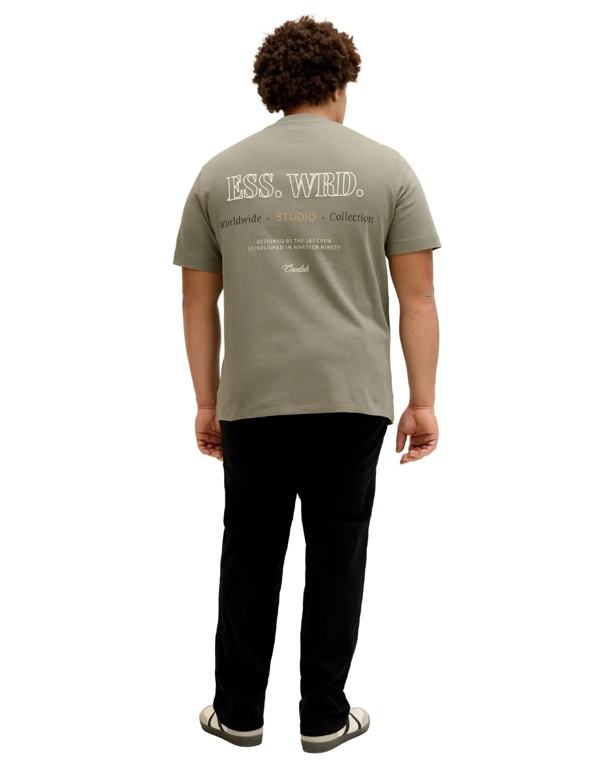 Duża męska koszulka krótki rękaw t-shirt z efektownym nadrukiem na plecach Jack &amp; Jones 12279891 khaki