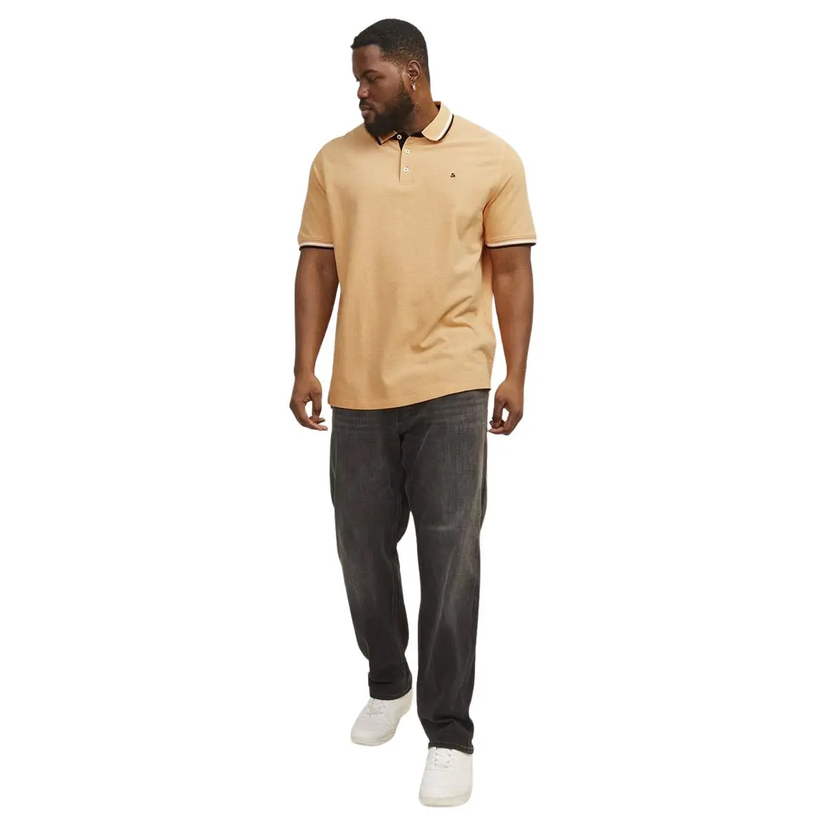 Duża męska polówka koszulka z kołnierzykiem Jack &amp; Jones 12143859 pomarańczowa