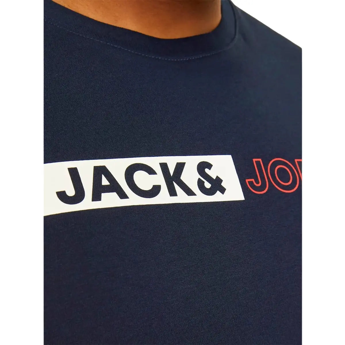 Duża męska koszulka z napisami t-shirt Jack &amp; Jones 12243630 granatowy