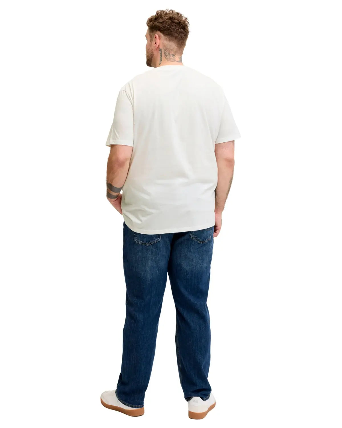 Duża męska koszulka krótki rękaw t-shirt z napisami Jack &amp; Jones 12294518 biały