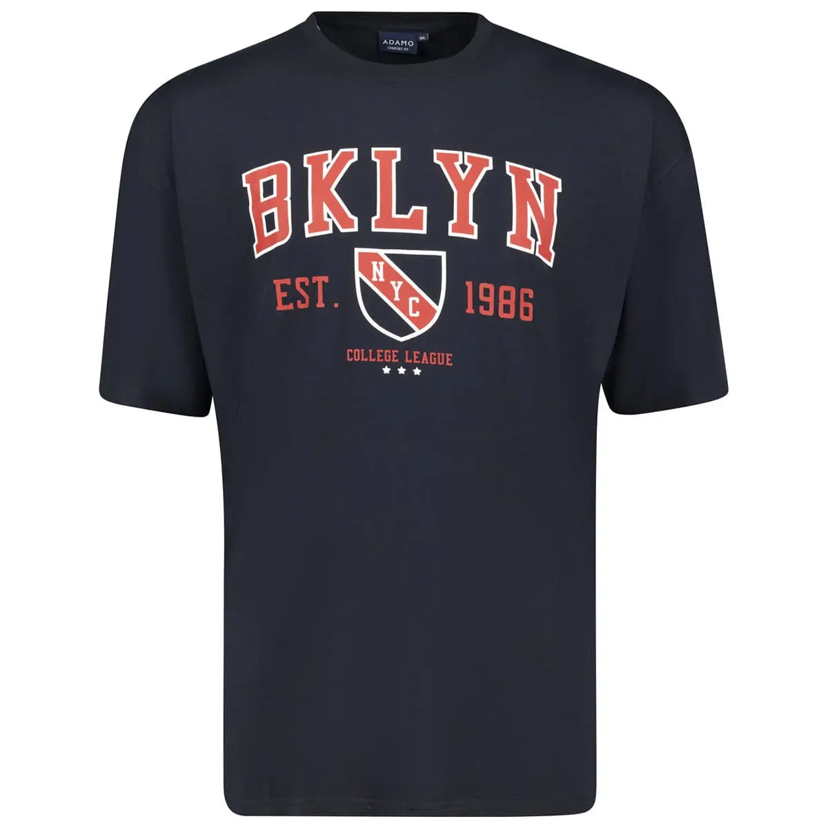 Duży męski t-shirt z napisami koszulka z krótkim rękawem Adamo 131506-360 granatowa