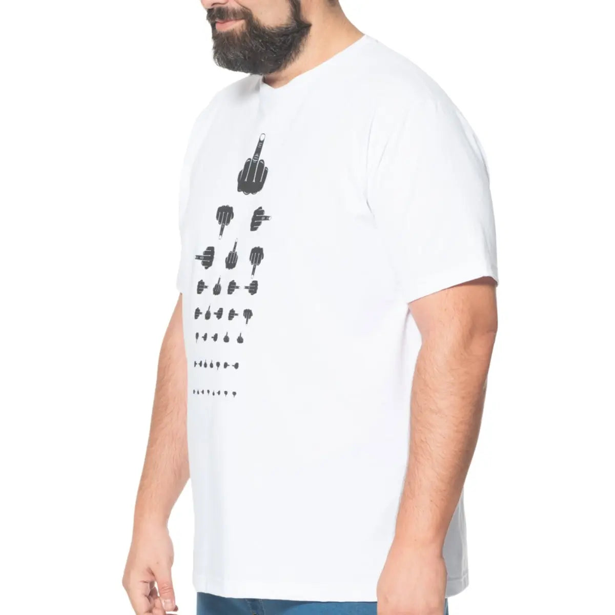 Duża męska koszulka z krótkim rękawem t-shirt z humorystycznym nadrukiem Easy E2653-001 biały