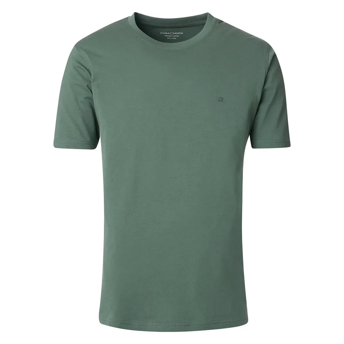 Duża męska koszulka gładka t-shirt Casa Moda 4200-345 ciemnozielony