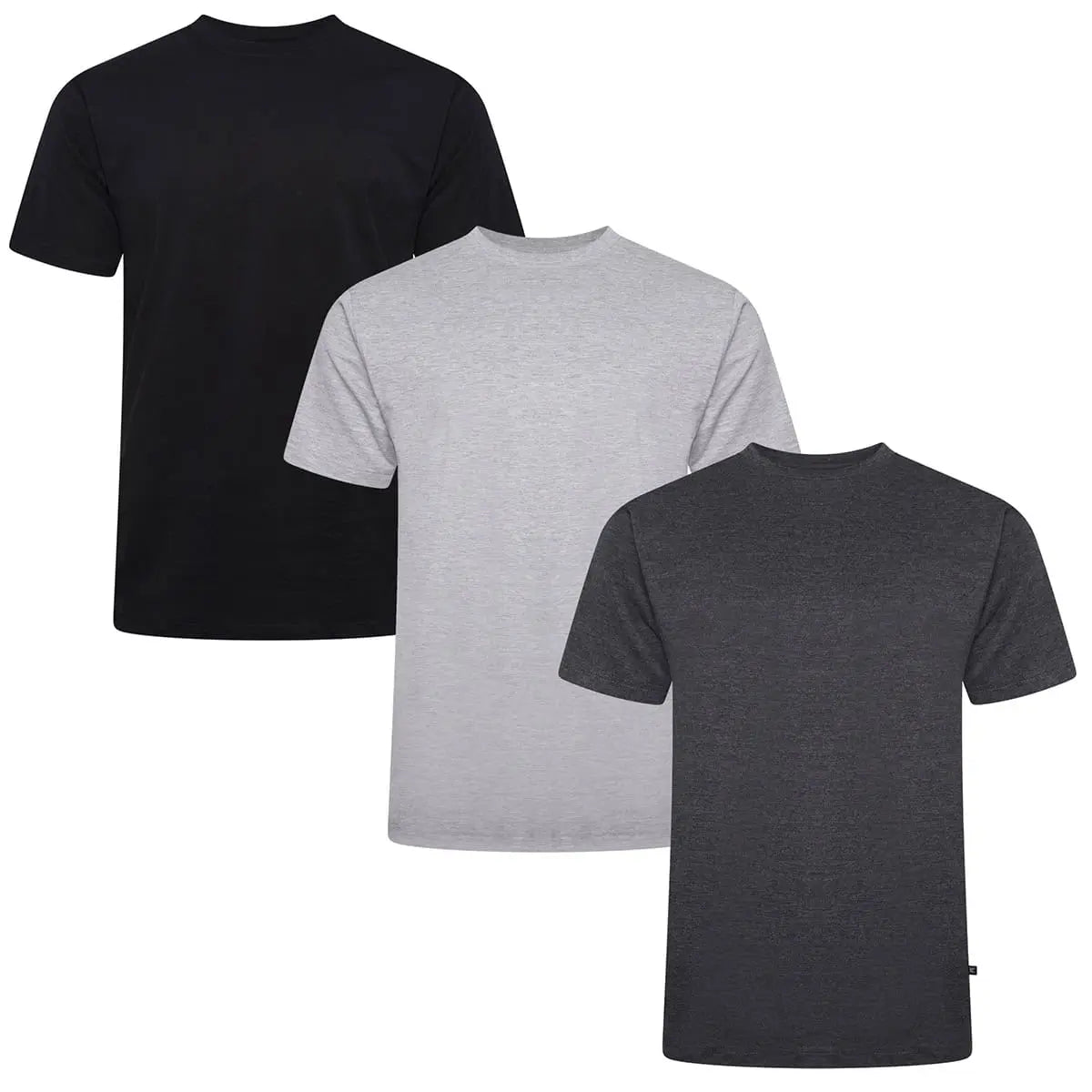 Duże męskie koszulki krótki rękaw t-shirt gładki 3 sztuki Kam 500V czarny/jasnoszary/ciemnoszary