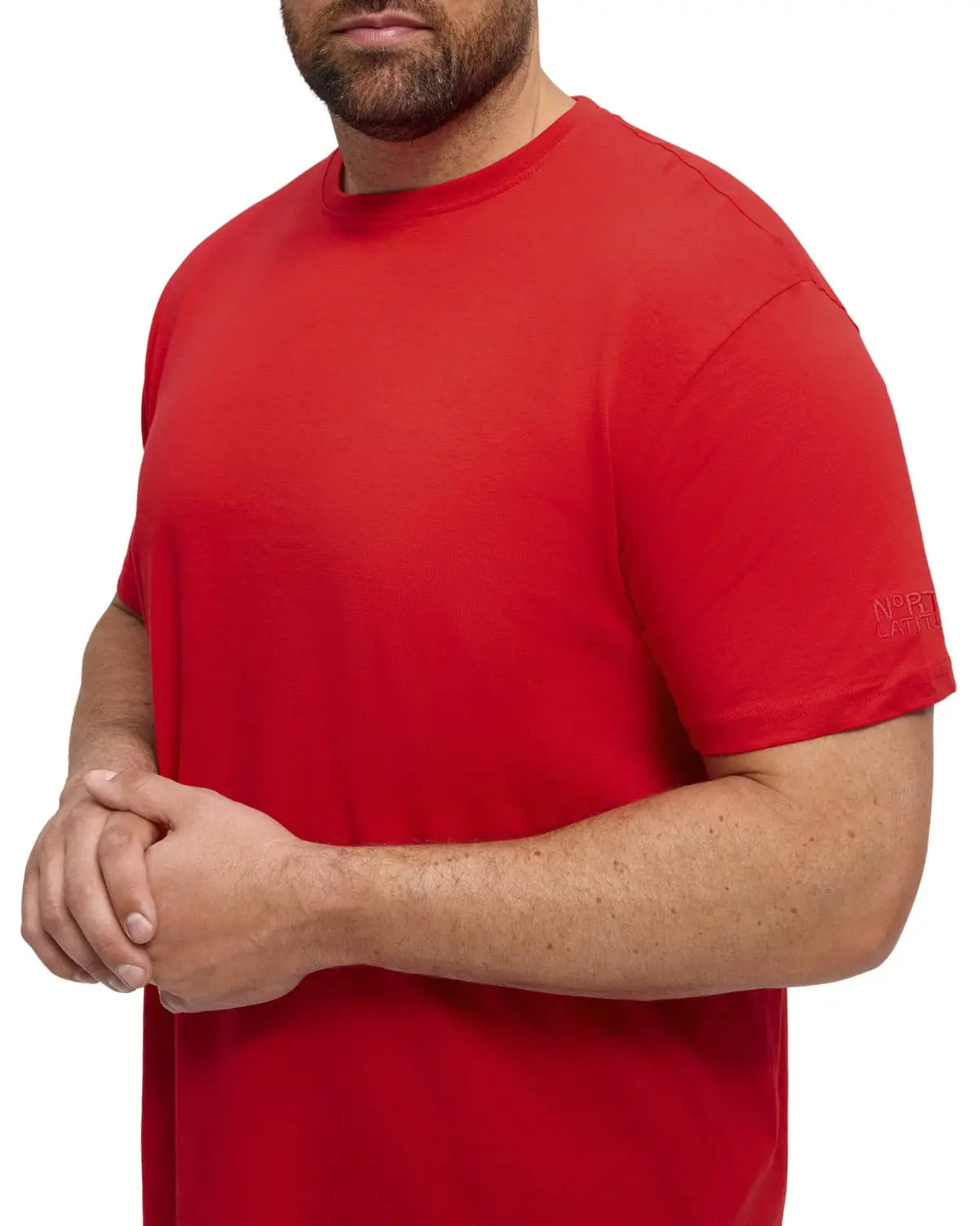 Duży męski gładki t-shirt North 56°4 99010-0300 czerwony