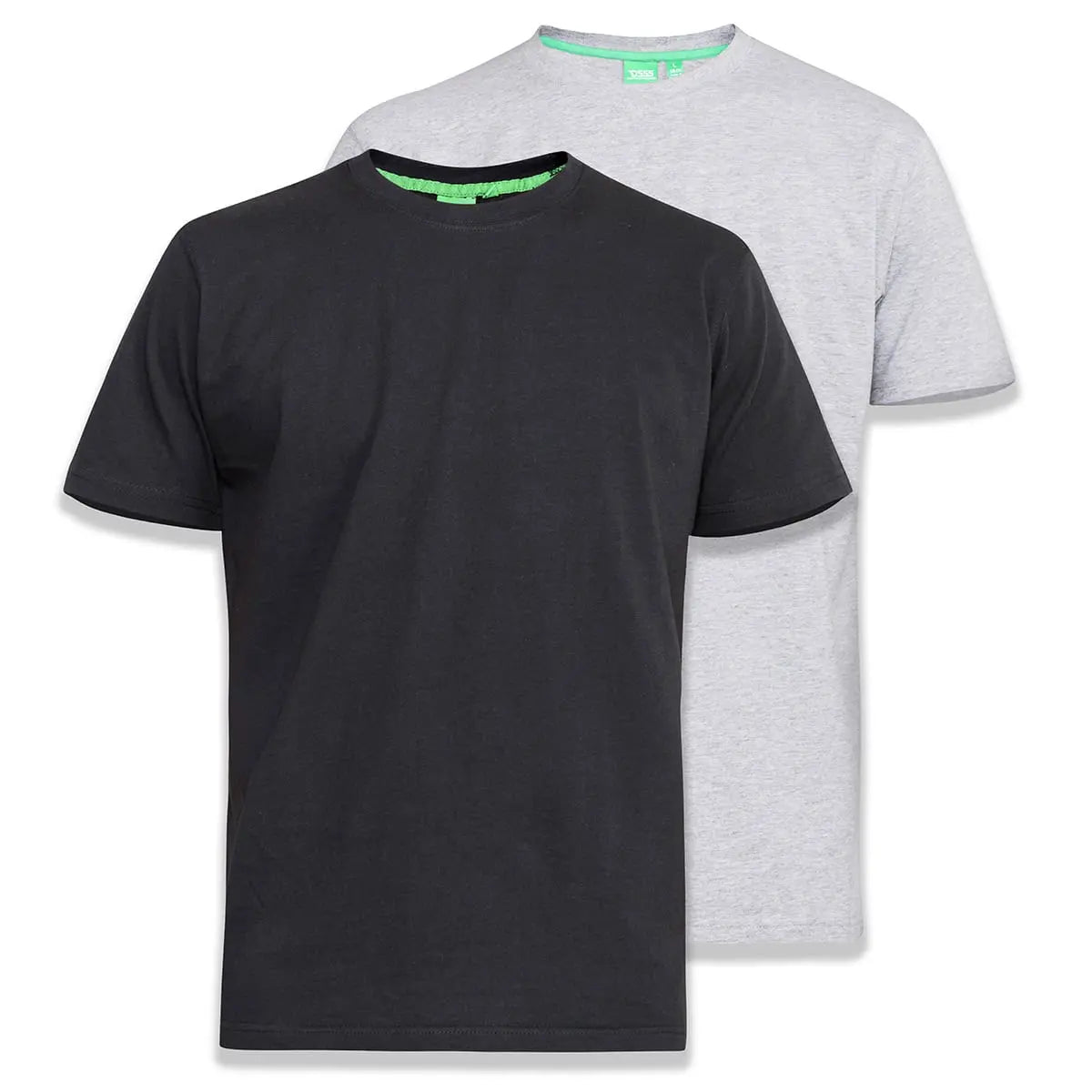 Duża gładka koszulka męska t-shirt 2 sztuki Duke D555 Fenton czarny-szary