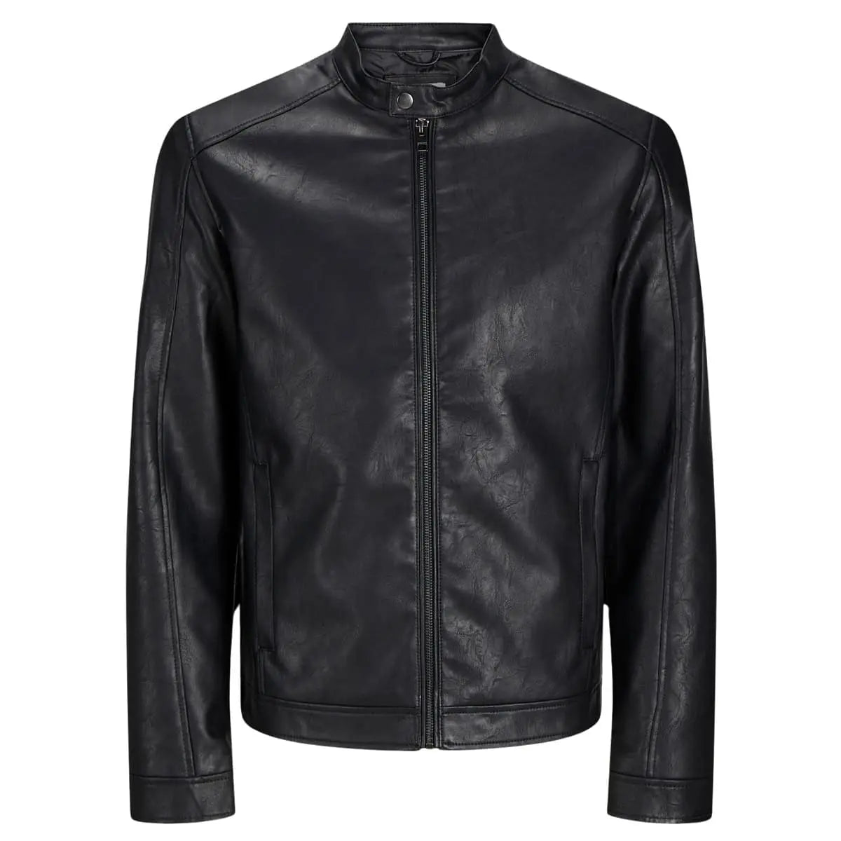 Duża męska kurtka ramoneska z ekoskóry Jack &amp; Jones 12264095 czarna