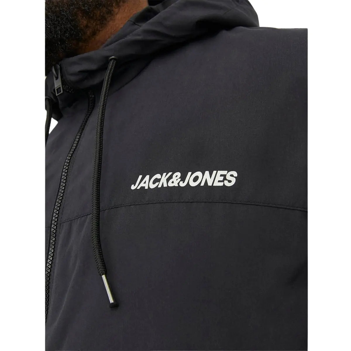 Duża męska kurtka przejściowa z kapturem Jack &amp; Jones 12243517 czarna