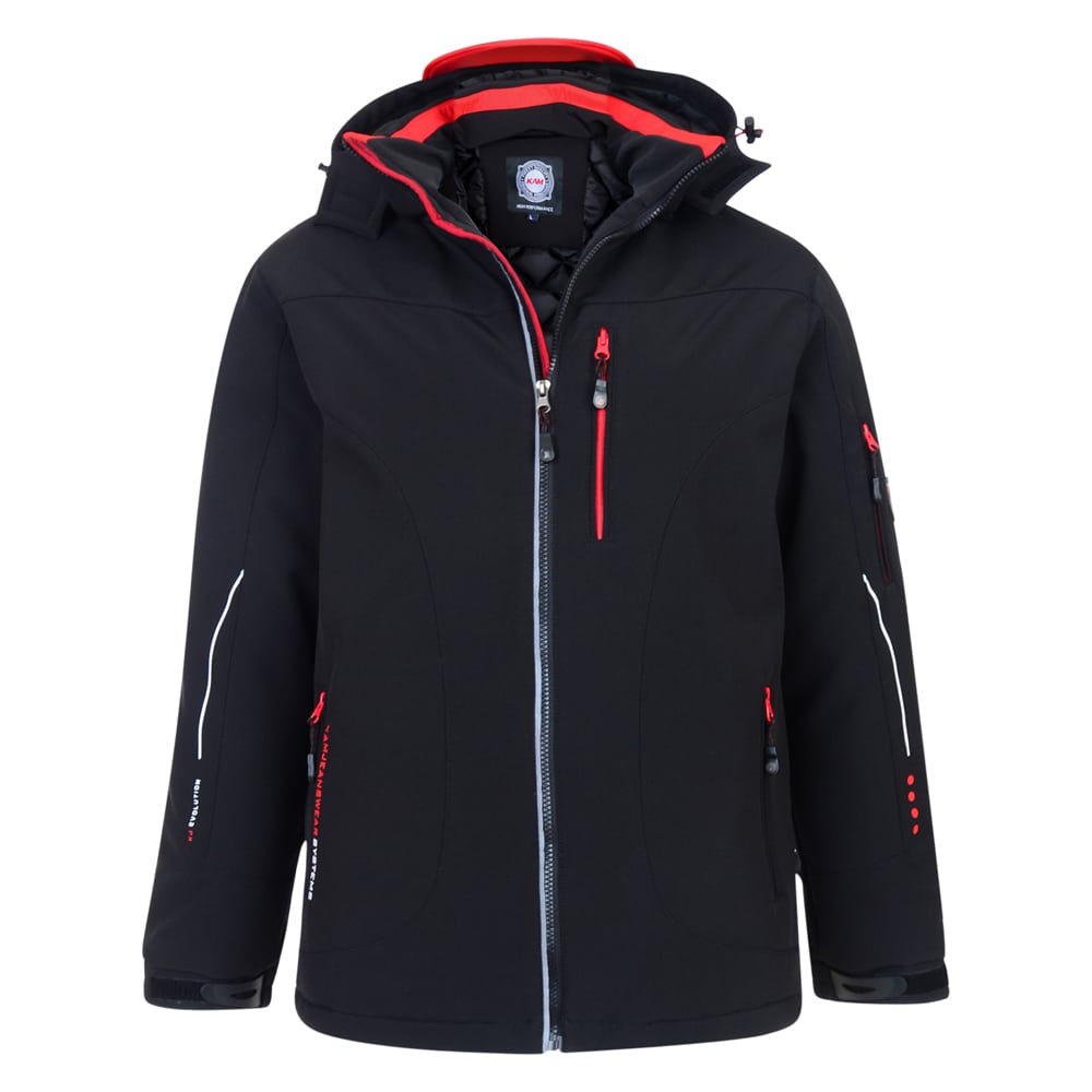 Duża męska kurtka softshell zimowa z kapturem Kam KV59 czarna