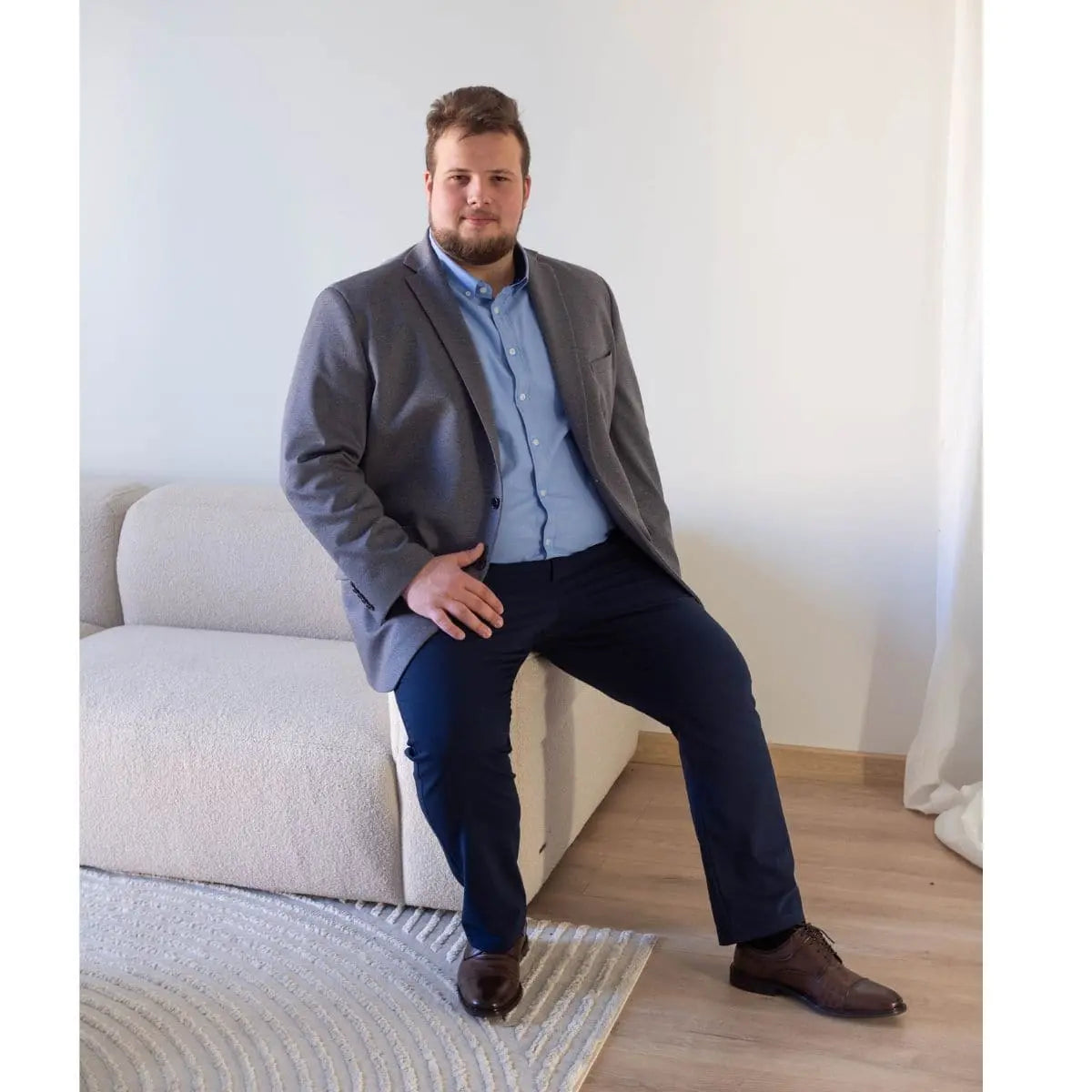 Duża męska marynarka z mikrowzorem plus size  Konik Edmund 949 ciemnoszara