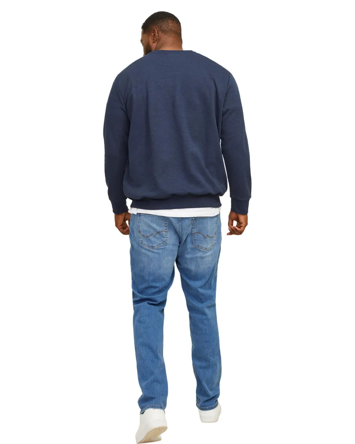 Duża męska gładka bluza wkładana przez głowę Jack &amp; Jones 12182567 granatowa