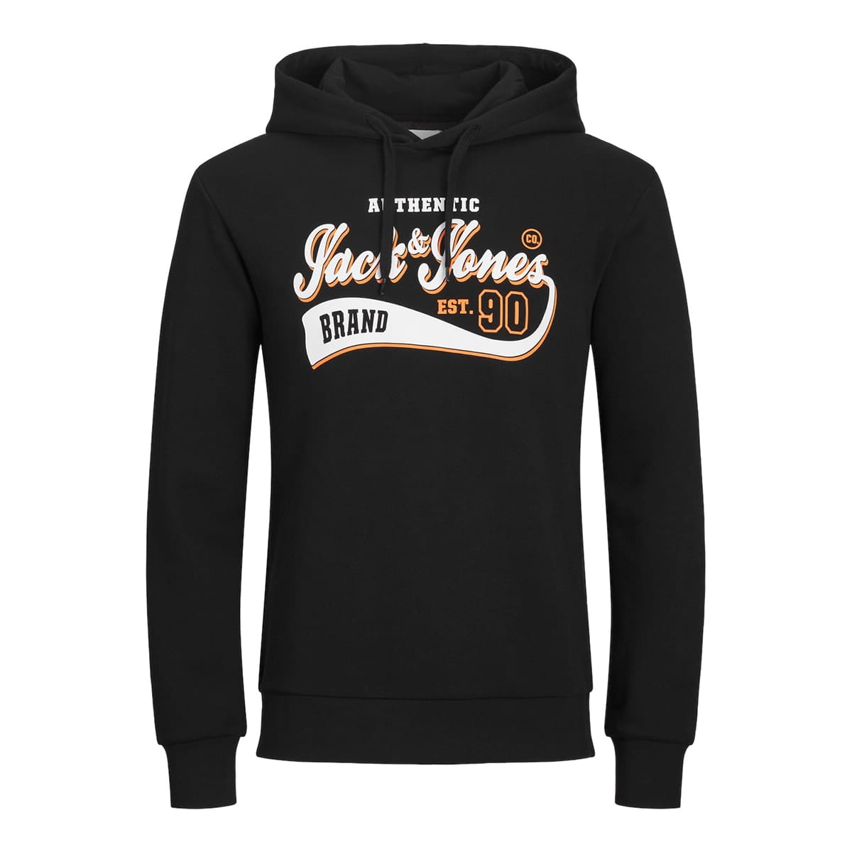 Duża męska bluza wkładana przez głowę z kapturem napisy Jack &amp; Jones 12236803 czarna