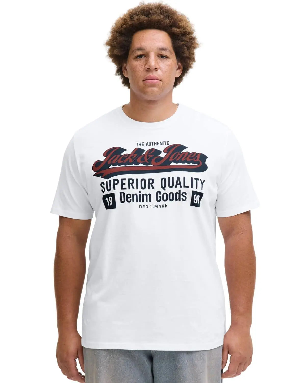 Duża męska koszulka z nadrukiem t-shirt Jack &amp; Jones 12284905 biały