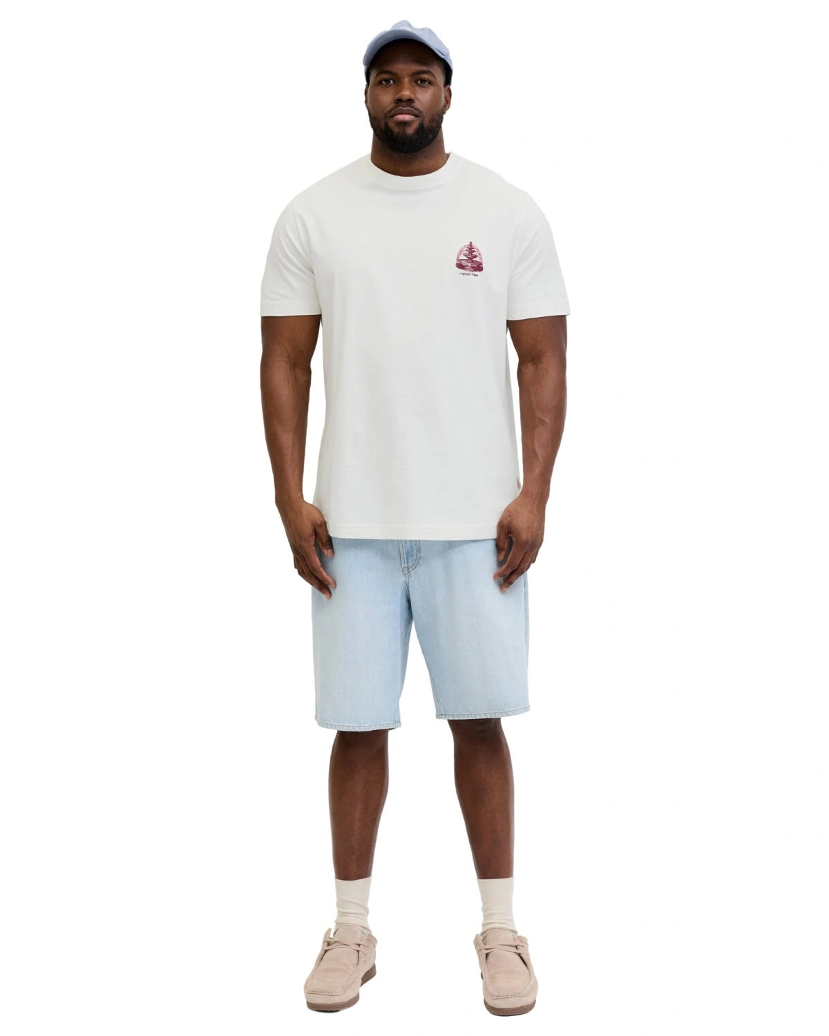 Duża męska koszulka krótki rękaw t-shirt z nadrukiem na plecach Jack &amp; Jones 12299037 biały