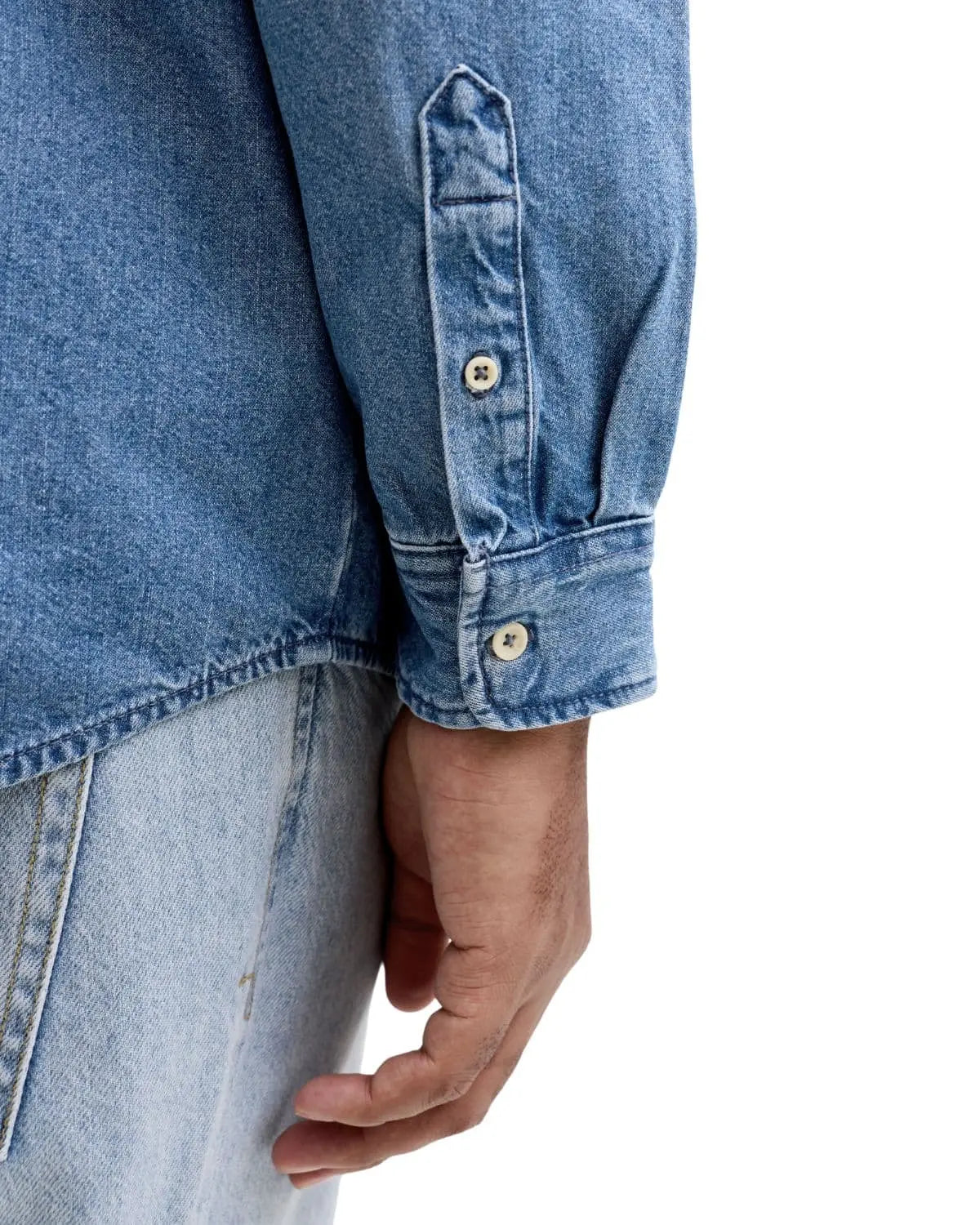 Duża męska koszula jeansowa z długim rękawem Jack &amp; Jones 12294291 niebieska