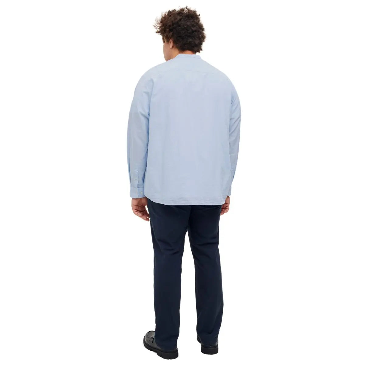 Duża męska koszula długi rękaw gładka lniana Jack &amp; Jones 12270008 błękitna